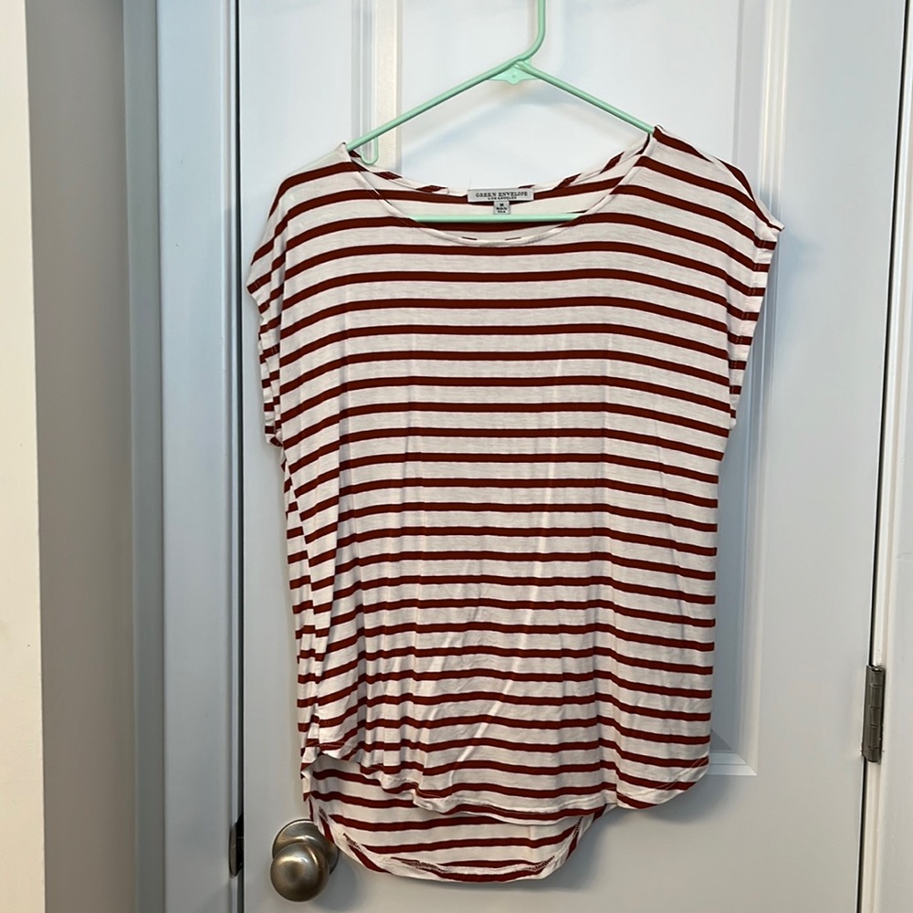 White & Orange Striped T-Shirt